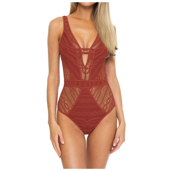 NWOT BECCA Color Play Reveal Crochet One-Piece Swimsuit - Picture 2 of 6